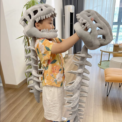 🦖Dinosaur Skeleton Plush Costume Wearable Soft Fossil Outfit for Kids & Adults🎁