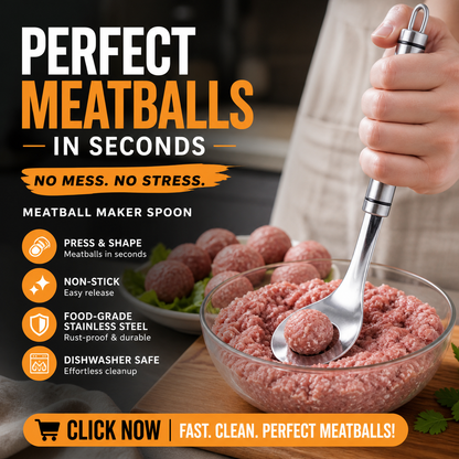 🥳💞100K+ SOLD! 🥩🍡Meatball Spoon – Non‑stick, scoop & drain in one. No more messy hands – perfect meatballs in seconds! – a must‑have kitchen gadget! 🎁✨