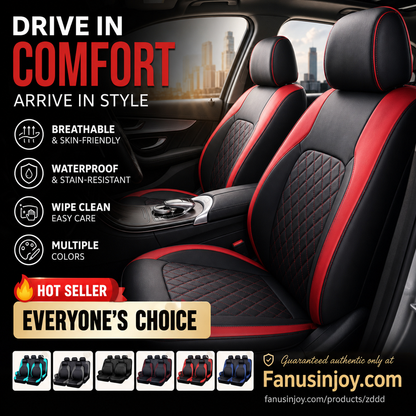 ⏳Time-Limited Special⏰🥳💞50K+ SOLD!⚡9-Piece Quilted Faux Leather Seat Covers – Car Interior Accessory ⏰