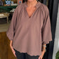 🌞Summer Sale 50% OFF🔥Women's Solid Color Lace V-neck Shirt Long Sleeve Top