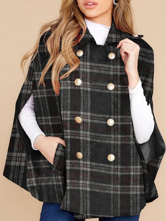 🎅 HOLIDAY HAUL SALE🧥Women's Plaid Winter Cape Coat🎁