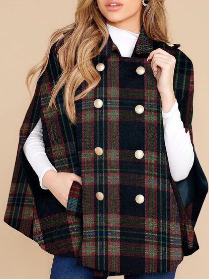 🎅 HOLIDAY HAUL SALE🧥Women's Plaid Winter Cape Coat🎁