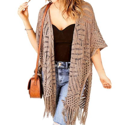 🏖️Summer Hot Sale 60% OFF🏝️Women’s Oversized Knit Cardigan – Lightweight Crochet Tassel Kimono for Spring & Summer🌸☀️