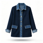 ⌛⏰Last Day 50% OFF🎁🧥Women's Elegant Denim Spliced Ribbed Knit Coat
