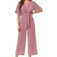 🌞Summer Sale 50% OFF🔥Women's Elegant V-Neck Wide Leg Waist Tie Jumpsuit