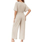 🌞Summer Sale 50% OFF🔥Women's Elegant V-Neck Wide Leg Waist Tie Jumpsuit