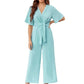 🌞Summer Sale 50% OFF🔥Women's Elegant V-Neck Wide Leg Waist Tie Jumpsuit