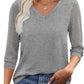 🏖️Summer Hot Sale 60% OFF🏝️Women's Casual V-Neck Lace 3/4 Length Sleeve Top💫