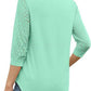 🏖️Summer Hot Sale 60% OFF🏝️Women's Casual V-Neck Lace 3/4 Length Sleeve Top💫
