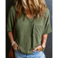 🌞Summer Sale 50% OFF🔥Ribbed Pocket V Neck Tee
