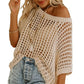 ⏳Time-Limited Special 60% Off⏰Womens Casual Short Sleeve Hollow Out Pullover Knit Tops