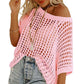 ⏳Time-Limited Special 60% Off⏰Womens Casual Short Sleeve Hollow Out Pullover Knit Tops
