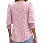 🌞Summer Sale 50% OFF🔥Blouses for Women Dressy Casual 3/4 Length Sleeve Women’s Tops with Smocked Cuffs