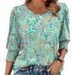 🌞Summer Sale 50% OFF🔥Blouses for Women Dressy Casual 3/4 Length Sleeve Women’s Tops with Smocked Cuffs