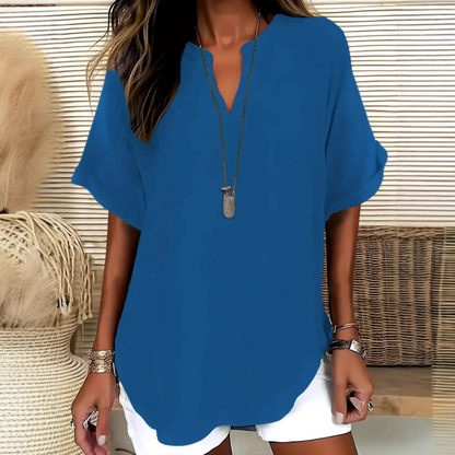 🌞Summer Sale 50% OFF✨Fashion Loose Solid Color Short Sleeve Top