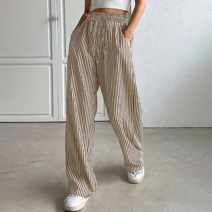 🌞Summer Sale 50% OFF🔥Women's Casual Vertical Stripe Drawstring Pants