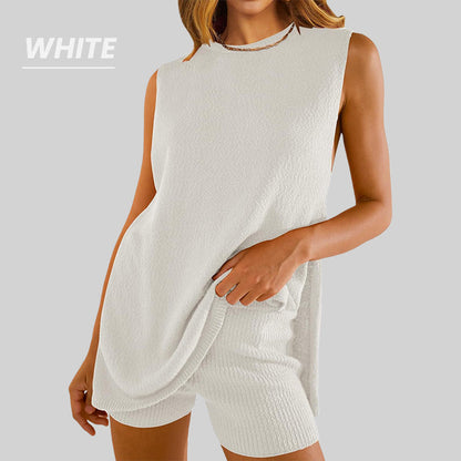 🌞Summer Sale 50% OFF🔥Women's Summer Sleeveless Knit Tops and Shorts 2-Piece Outfits