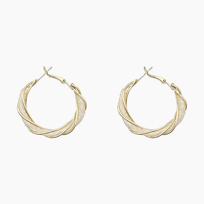 Twisted Shining Hoop Earrings