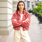🔥Hot Sale 50% OFF🔥🧥Women's Red Plaid Fuzzy Jacket🎁