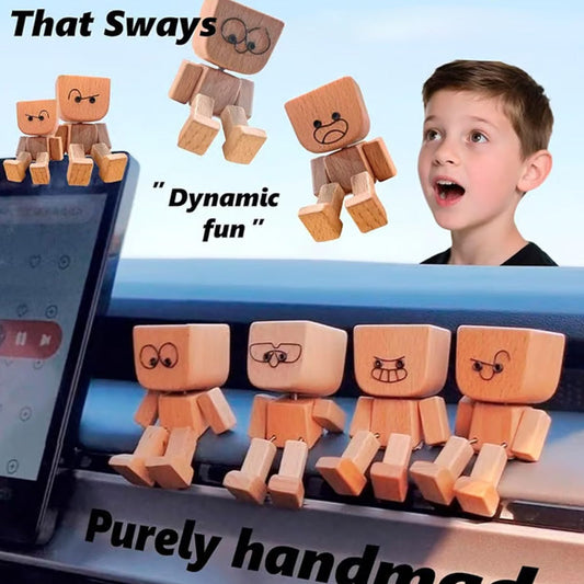 🔥🤖Charming Little Wooden Figure That Sways with 12PCS Expressions🎁