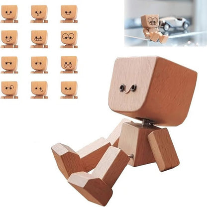 🔥🤖Charming Little Wooden Figure That Sways with 12PCS Expressions🎁