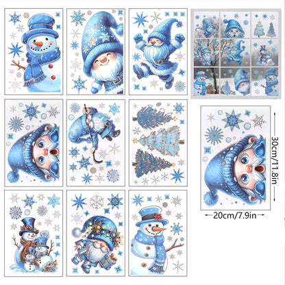 ❄️☃️Christmas-Themed Glittering Window Stickers 9 PCS Set🎁