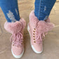 🎅 HOLIDAY HAUL SALE👢Women's Faux Fur Lined High-Top Winter Sneakers🎁