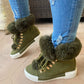 🎅 HOLIDAY HAUL SALE👢Women's Faux Fur Lined High-Top Winter Sneakers🎁