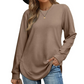 🎅 HOLIDAY HAUL SALE💃Women’s Solid High Low Hem Long-Sleeve Tops🎁