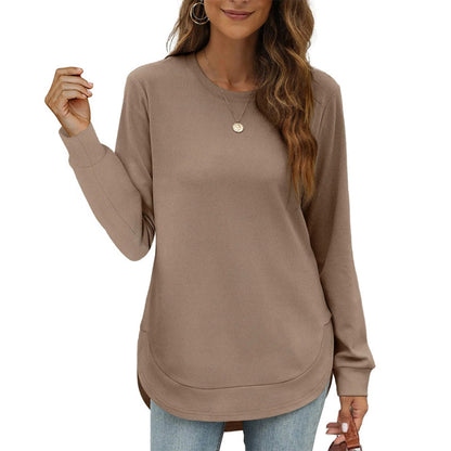 🎅 HOLIDAY HAUL SALE💃Women’s Solid High Low Hem Long-Sleeve Tops🎁