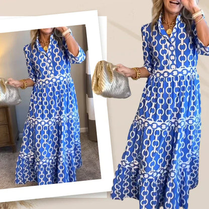 🌸Spring Sale 60% OFF💐Women’s Geometric Print V-Neck Maxi Dress