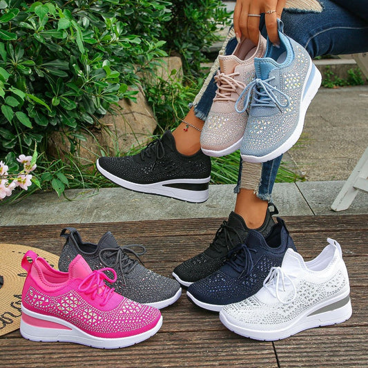 🔥Last Day Sale 60% OFF⏰👟Rhinestones-Embellished Breathable Mesh Sneakers✨