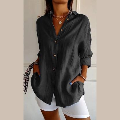 🌸Spring Sale 60% OFF⏰Classic Pleated Textured Single-Breasted Lapel Shirt for Women