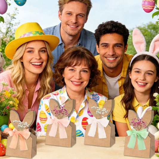 🔥Last Day Sale 50% OFF⏰🐰 Easter Bunny Paper Gift Bags with Ribbons 🎁