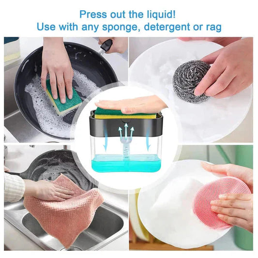 🔥 Hot Sale Buy 2 Get 1 Free🧼 2-In-1 Sponge Rack & Dish Soap Dispenser