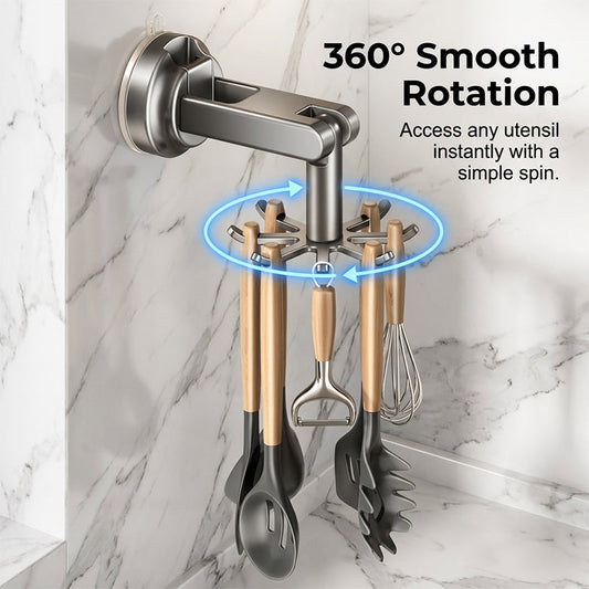 No-Punch Suction Cup Kitchen Utensil Rack