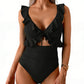 🏖️Summer Hot Sale 🌊 Aqua Eve Women’s Tummy-Control One-Piece Swimsuit💃Flattering V-Neck🩱Ruched Slimming Design🌸Elegant Ruffle & Chic Cut-Out 💕
