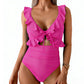 🏖️Summer Hot Sale 🌊 Aqua Eve Women’s Tummy-Control One-Piece Swimsuit💃Flattering V-Neck🩱Ruched Slimming Design🌸Elegant Ruffle & Chic Cut-Out 💕
