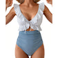 🏖️Summer Hot Sale 🌊 Aqua Eve Women’s Tummy-Control One-Piece Swimsuit💃Flattering V-Neck🩱Ruched Slimming Design🌸Elegant Ruffle & Chic Cut-Out 💕