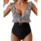 🏖️Summer Hot Sale 🌊 Aqua Eve Women’s Tummy-Control One-Piece Swimsuit💃Flattering V-Neck🩱Ruched Slimming Design🌸Elegant Ruffle & Chic Cut-Out 💕