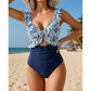 🏖️Summer Hot Sale 🌊 Aqua Eve Women’s Tummy-Control One-Piece Swimsuit💃Flattering V-Neck🩱Ruched Slimming Design🌸Elegant Ruffle & Chic Cut-Out 💕