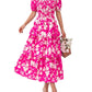 🔥Summer Hot Sale 60% OFF💃Women's Floral Square Neck Puff Short Sleeve Smocked Tiered Dress