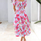 🔥Summer Hot Sale 60% OFF💃Women's Floral Square Neck Puff Short Sleeve Smocked Tiered Dress
