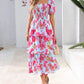 🔥Summer Hot Sale 60% OFF💃Women's Floral Square Neck Puff Short Sleeve Smocked Tiered Dress
