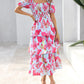 🔥Summer Hot Sale 60% OFF💃Women's Floral Square Neck Puff Short Sleeve Smocked Tiered Dress