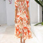 🔥Summer Hot Sale 60% OFF💃Women's Floral Square Neck Puff Short Sleeve Smocked Tiered Dress