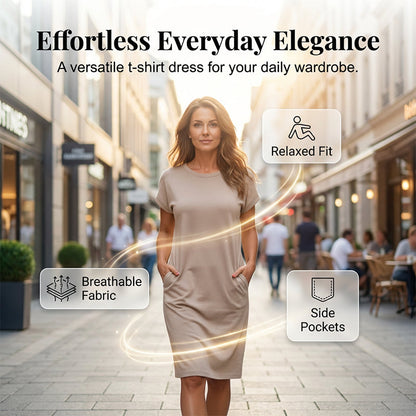 ⏳Limited-time 60% off⏰Women's T-Shirt Dress – Soft, Pockets, Effortless Midi👗