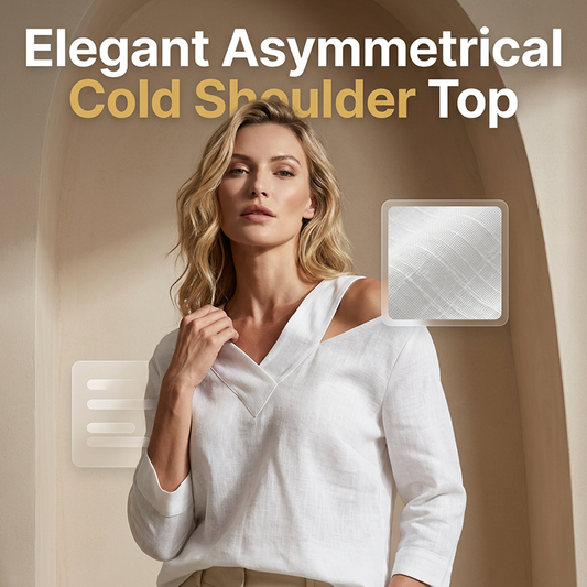 🔥Last Day Sale 60% OFF⏰👕Women's Asymmetrical V-Neck Cold Shoulder Top✨