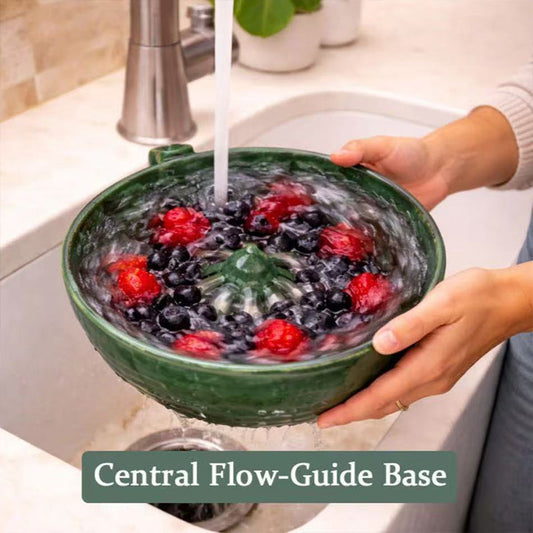 🍓 50% OFF NOW! 🔥 Berry Swirl Washing & Serving Bowl – Dual-purpose colander design, non-slip base & perfect for rinsing, draining & serving berries or snacks 🥣