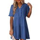 🏖️Summer Hot Sale 60% OFF🏝️👗Women's V Neck Ruffle Casual A-Line Flowy Swing Shift Dress